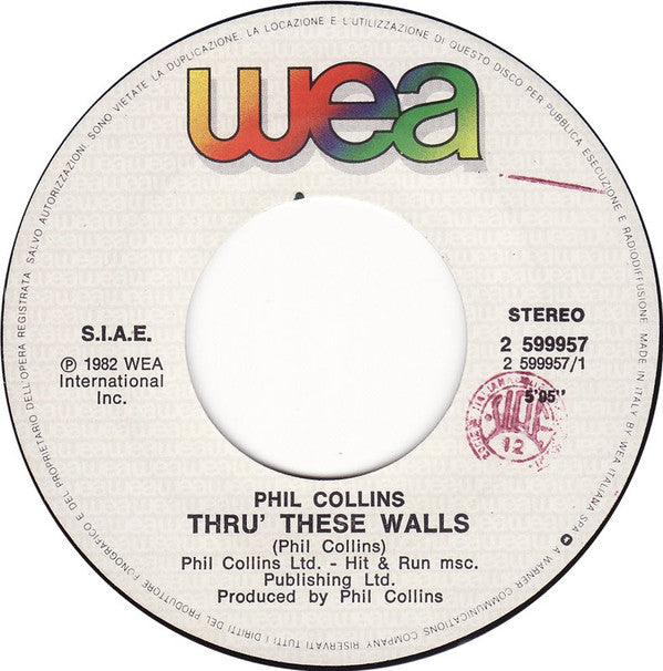 Phil Collins : Thru' These Walls (7")
