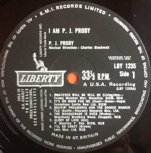 P.J. Proby : I Am P.J. Proby (LP, Album, Mono)