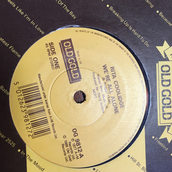 Rita Coolidge : We're All Alone (7", Single, RE)