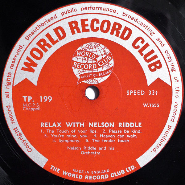 Nelson Riddle And His Orchestra : Relax With Nelson Riddle (LP, Album, Club)
