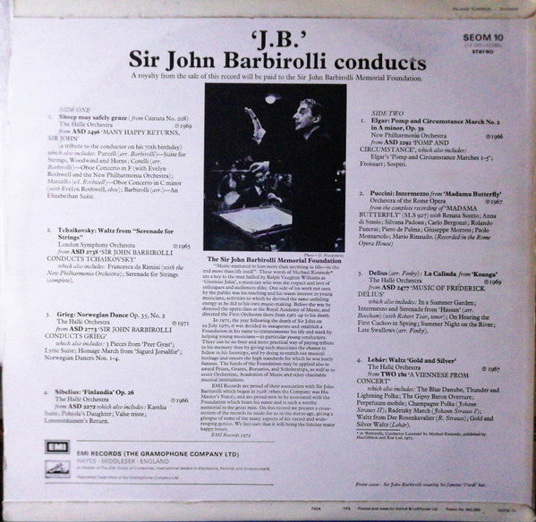 Sir John Barbirolli : 'J.B.' Sir John Barbirolli Conducts (LP, Comp)