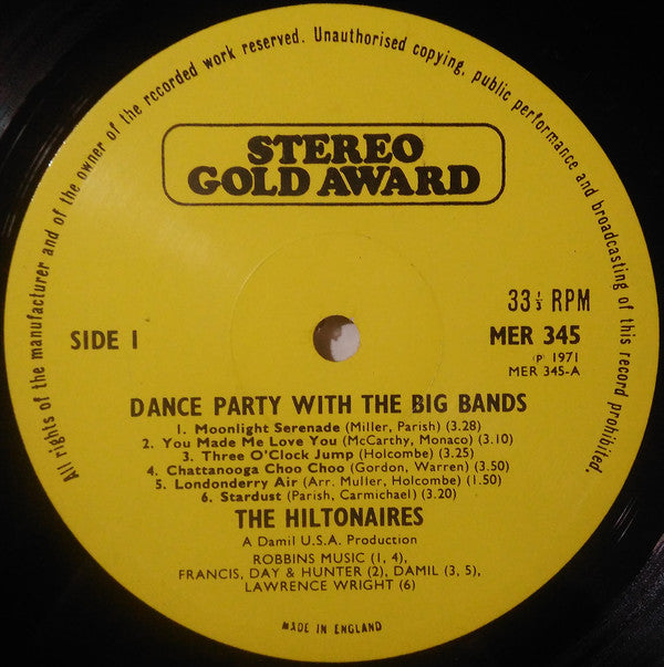 The Hiltonaires : Dance Party With The Big Bands (LP)