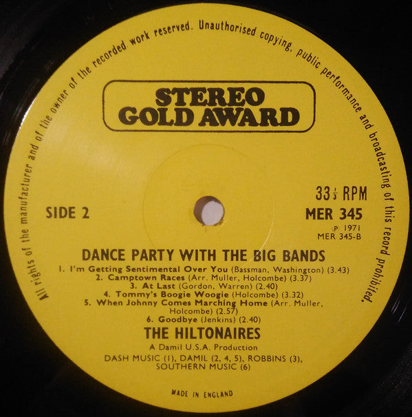 The Hiltonaires : Dance Party With The Big Bands (LP)