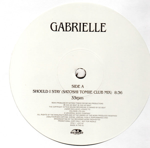 Gabrielle : Should I Stay / 5 O'Clock (2x12", Promo)