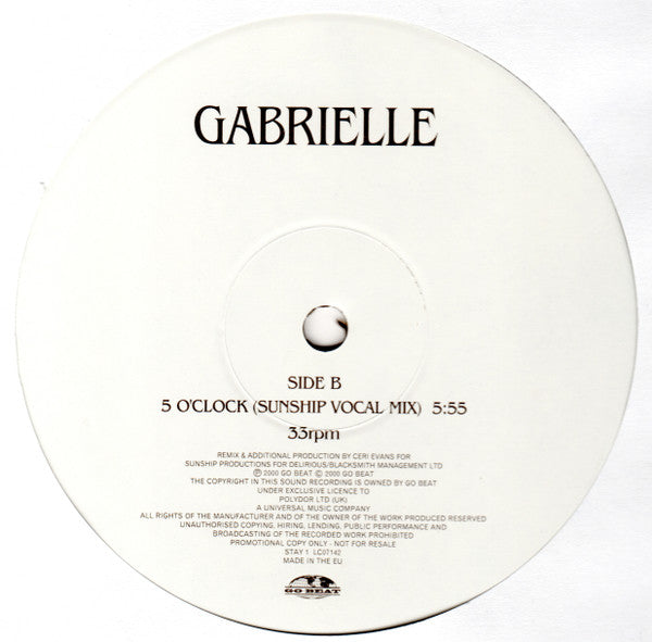 Gabrielle : Should I Stay / 5 O'Clock (2x12", Promo)