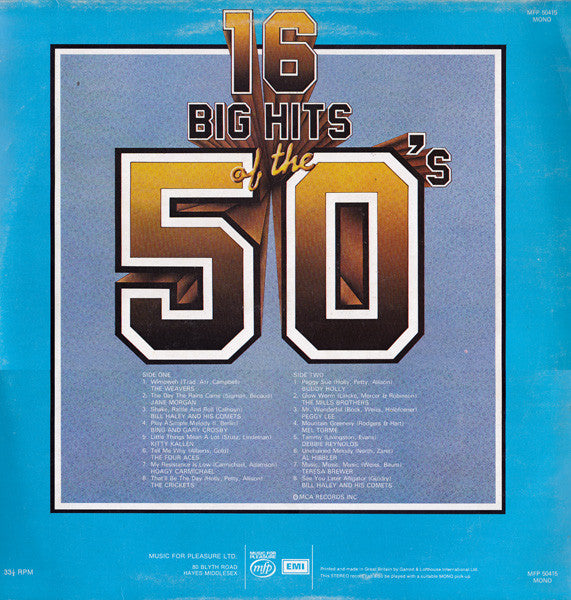 Various : 16 Big Hits Of The 50's (LP, Comp, Mono)
