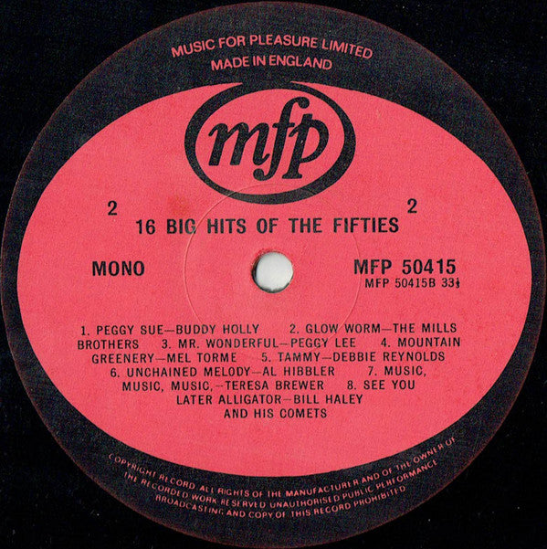 Various : 16 Big Hits Of The 50's (LP, Comp, Mono)