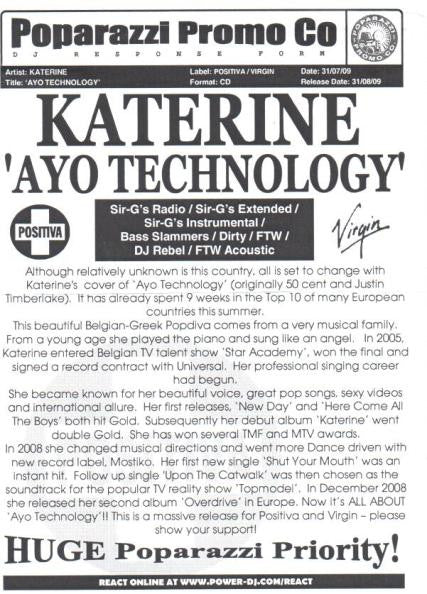 Katerine (2) : Ayo Technology (CDr, Single, Promo)