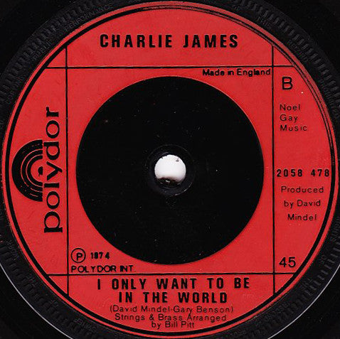 Charlie James (2) : All Fingers And Thumbs (7", Single)