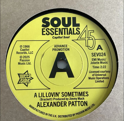Alexander Patton : A Lil Lovin' Sometimes (7")