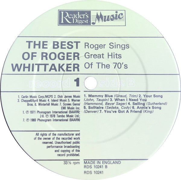 Roger Whittaker : The Best Of (Box, Comp + 4xLP, Comp)