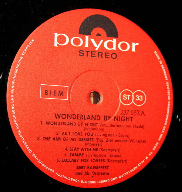 Bert Kaempfert & His Orchestra : Wonderland By Night - The Gentle Sound Of Bert Kaempfert And His Orchestra (LP, Album, RE)