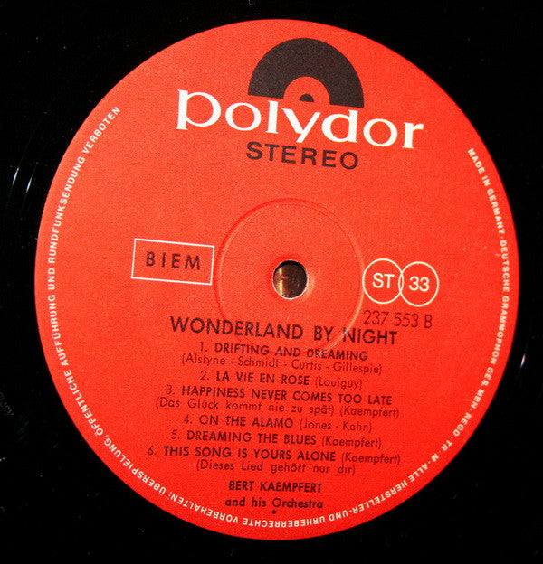 Bert Kaempfert & His Orchestra : Wonderland By Night - The Gentle Sound Of Bert Kaempfert And His Orchestra (LP, Album, RE)