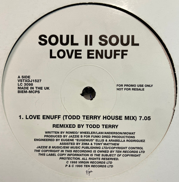 Soul II Soul : Love Enuff (12", Promo)