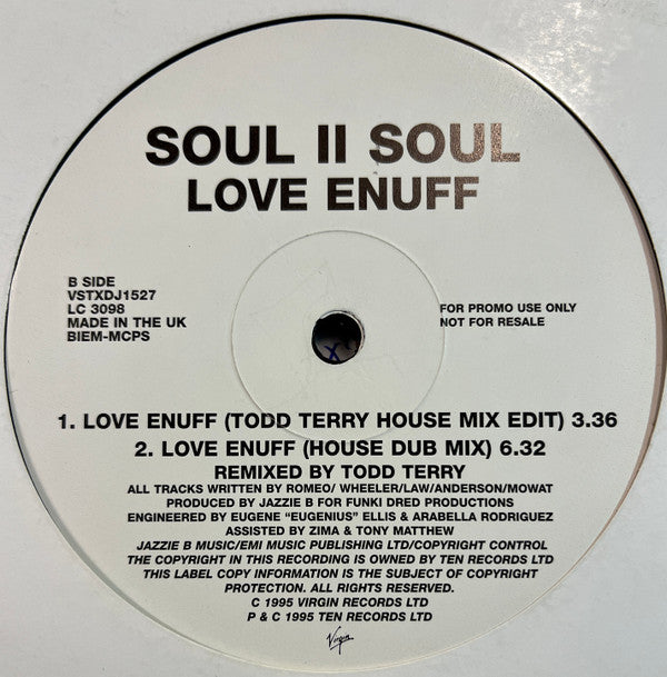 Soul II Soul : Love Enuff (12", Promo)