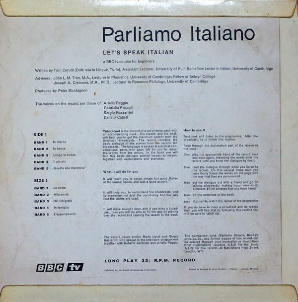 No Artist : Parliamo Italiano - Let's Speak Italian (Lessons 11-20) (LP)