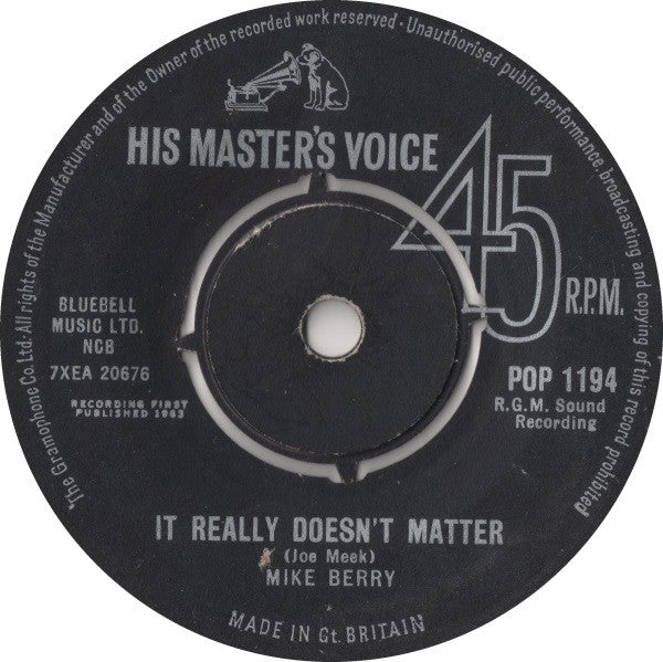 Mike Berry : It Really Doesn't Matter (7")