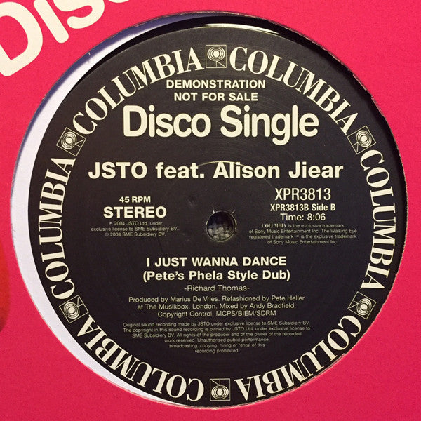 JSTO : I Just Wanna Dance (12", Promo)
