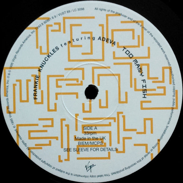 Frankie Knuckles Featuring Adeva : Too Many Fish (12")