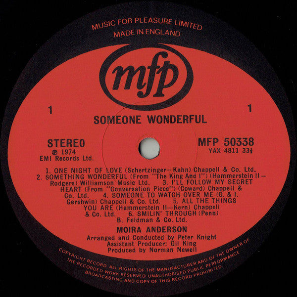Moira Anderson : Someone Wonderful (LP, Album, RE)