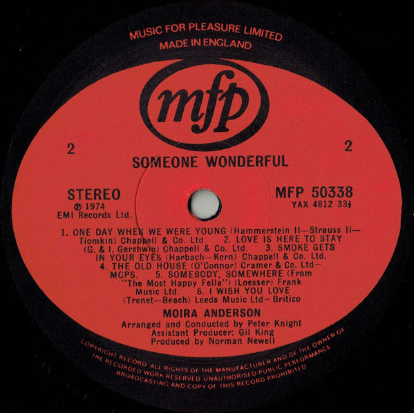 Moira Anderson : Someone Wonderful (LP, Album, RE)