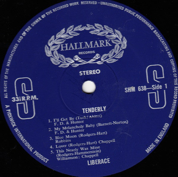 Liberace : Tenderly (LP, Album)