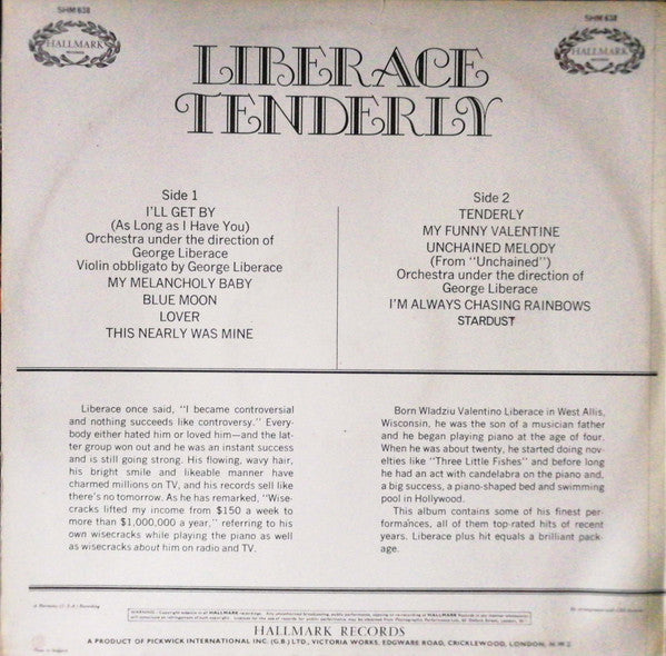 Liberace : Tenderly (LP, Album)