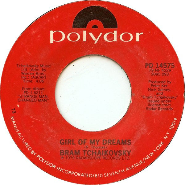 Bram Tchaikovsky : Girl Of My Dreams (7", Styrene, 72,)