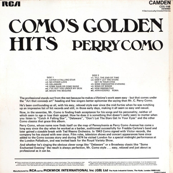 Perry Como : Como's Golden Hits (LP, Comp)