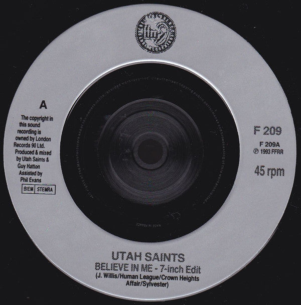 Utah Saints : Believe In Me (7", Single)