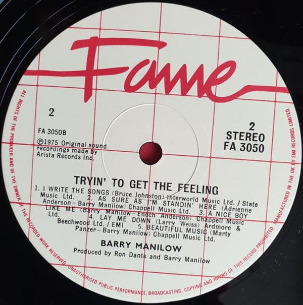 Barry Manilow : Tryin' To Get The Feeling (LP, RE)