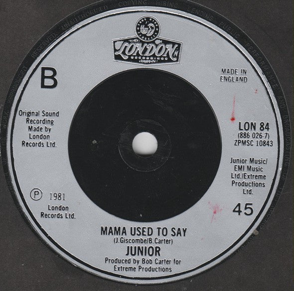 Junior (2) : Come On Over (7", Single)