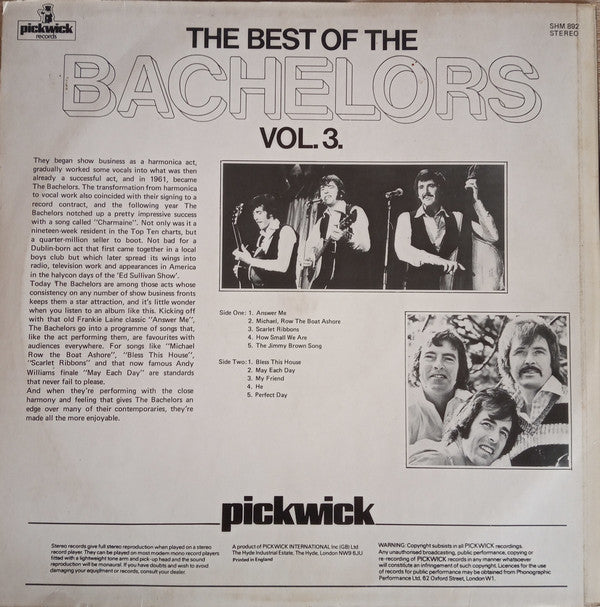 The Bachelors : The Best Of The Bachelors Vol.3 (LP, Comp, RE)