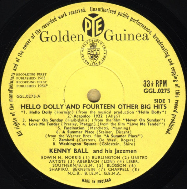 Kenny Ball And His Jazzmen : Hello Dolly And 14 Other Big Hits (LP)