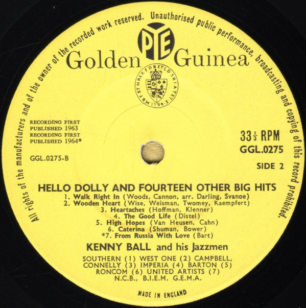 Kenny Ball And His Jazzmen : Hello Dolly And 14 Other Big Hits (LP)
