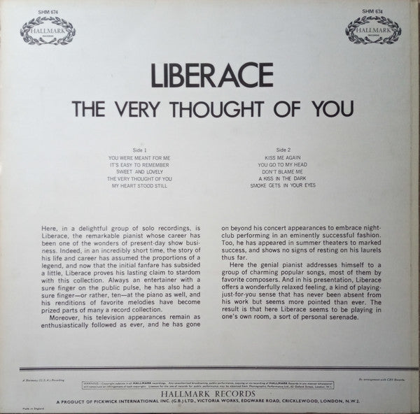 Liberace : The Very Thought Of You (LP, Album)