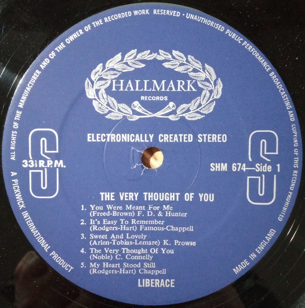 Liberace : The Very Thought Of You (LP, Album)