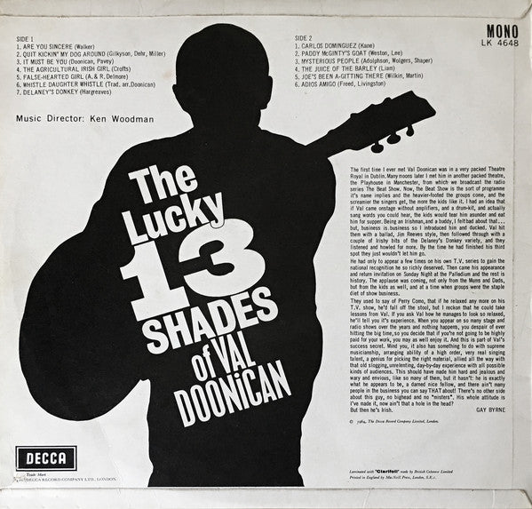Val Doonican : The Lucky 13 Shades Of Val Doonican (LP, Album, Mono)