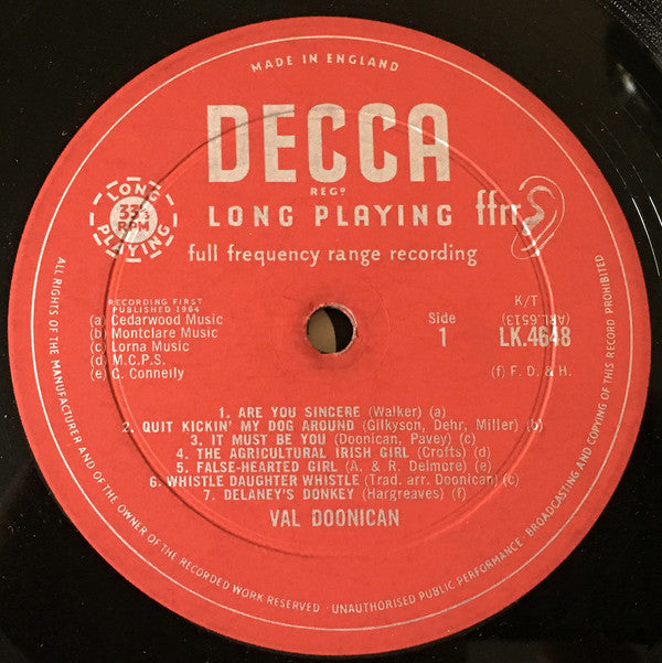 Val Doonican : The Lucky 13 Shades Of Val Doonican (LP, Album, Mono)