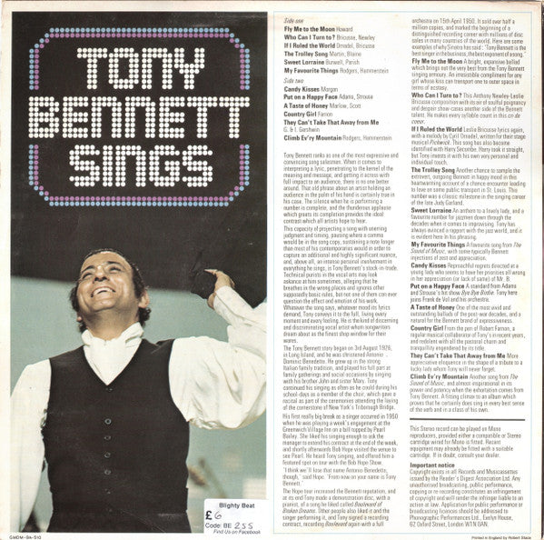 Tony Bennett : Tony Bennett Sings (LP, Comp)