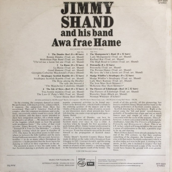 Jimmy Shand And His Band : Awa Frae Hame (LP, RE)