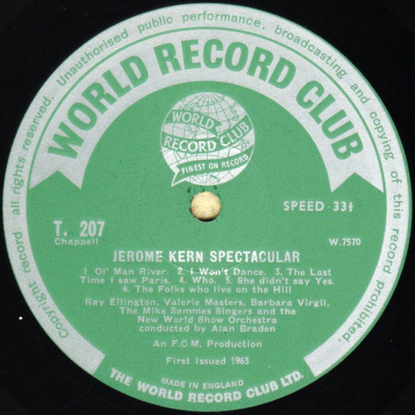 Jerome Kern / Ray Ellington : Jerome Kern Spectacular (LP, Mono, Club)