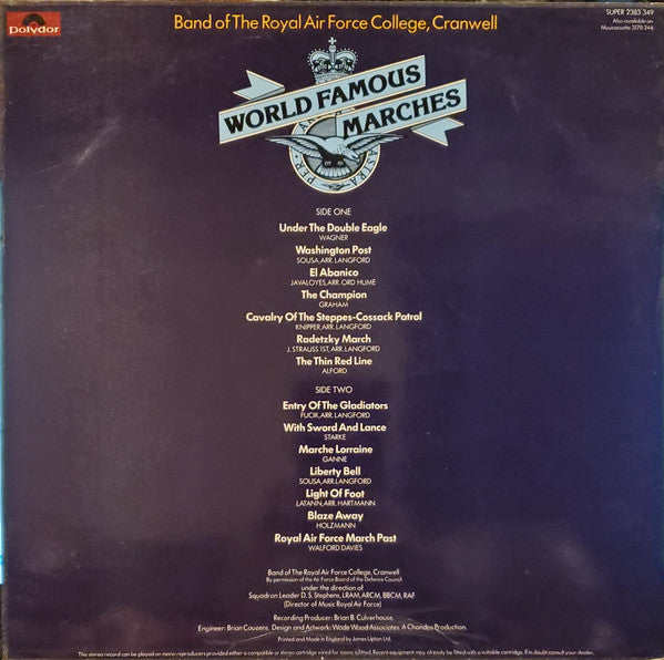 Band Of The Royal Air Force College, Cranwell : World Famous Marches (LP, Album)