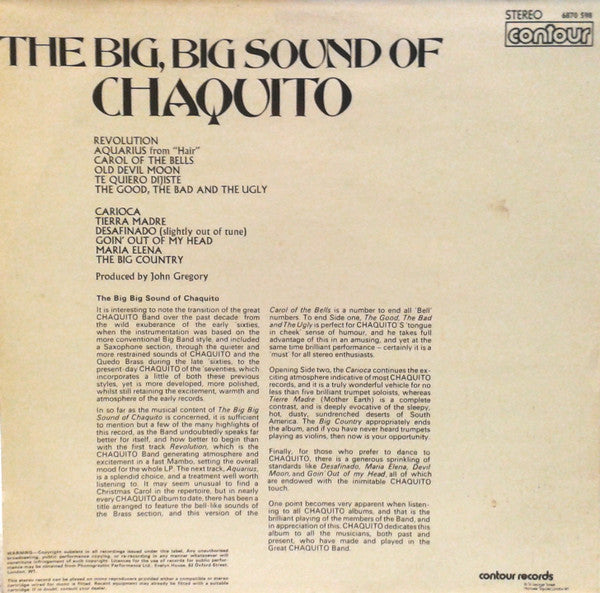 Chaquito : The Big, Big Sound Of Chaquito (LP, Album, RE)