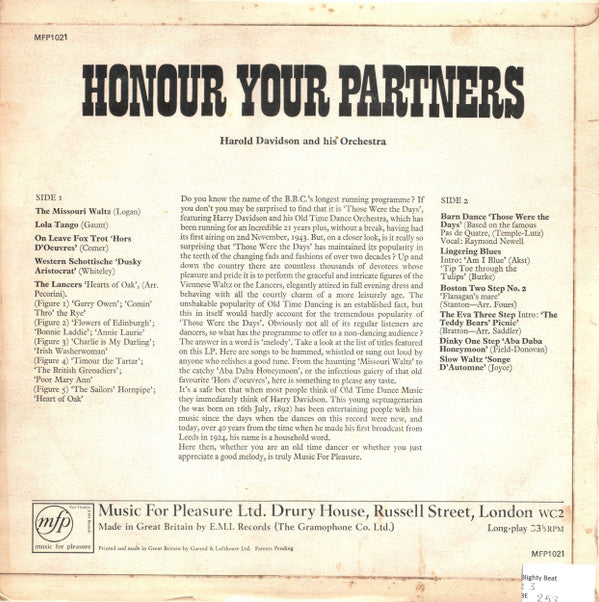 Harry Davidson : Honour Your Partners (LP)