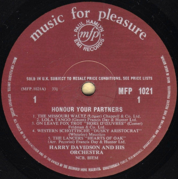 Harry Davidson : Honour Your Partners (LP)