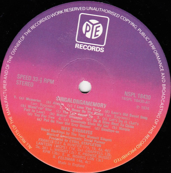 Max Bygraves : Singalongamemory Volume 6 (LP, Album)