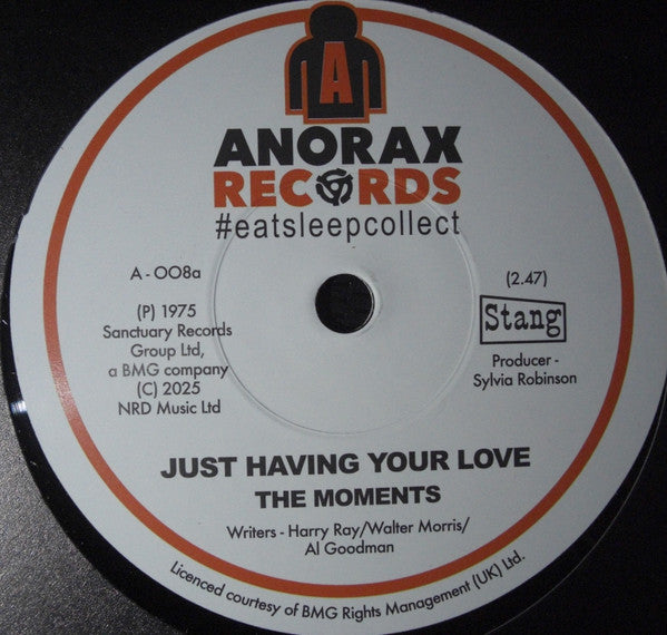 The Moments / The Rimshots : Just Having Your Love / Do What You Feel Pt. 1 (7")