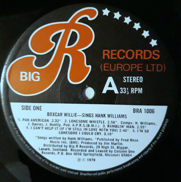 Boxcar Willie : Boxcar Willie Sings Hank Williams & Jimmie Rodgers (LP, Album)