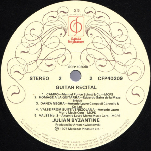 Julian Byzantine : Julian Byzantine Plays Guitar Music Of Villa-Lobos (LP, Album)